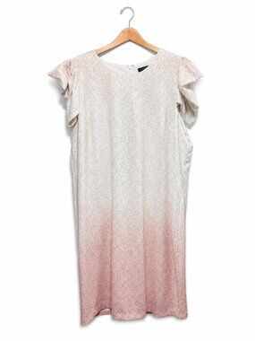 Lane Bryant Size 22 Pink Ombre Glitter Sheath Dress Puff Sleeve Lined Party